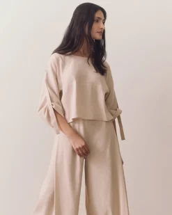 Linen Adjustable Sleeve Top