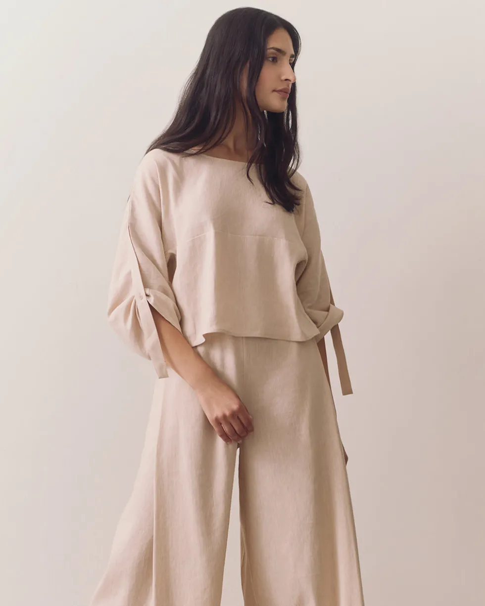 Linen Adjustable Sleeve Top