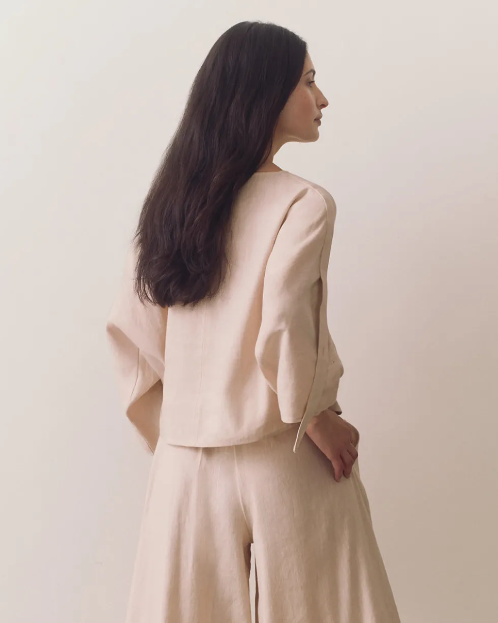Linen Adjustable Sleeve Top