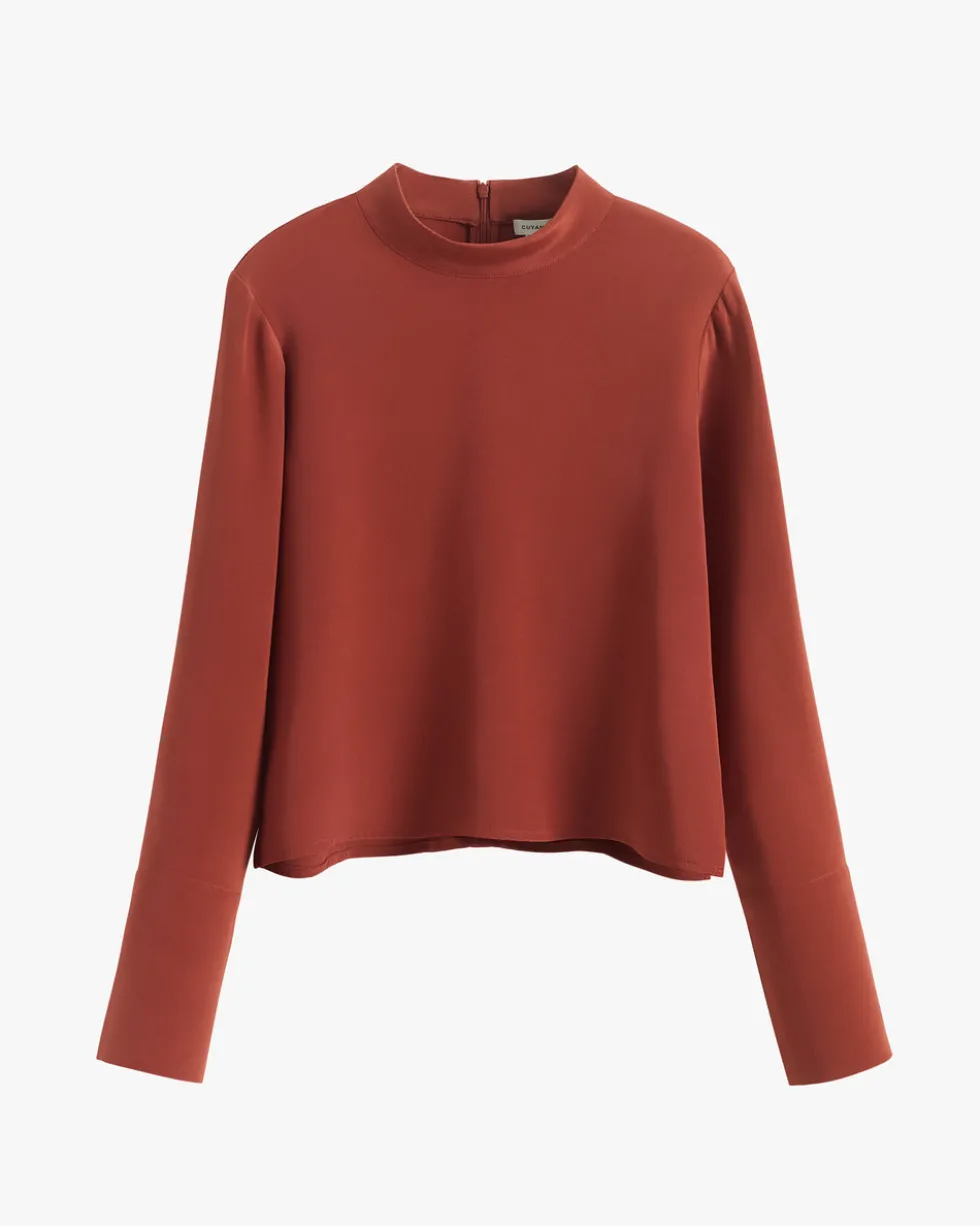 Silk Mock Neck Top