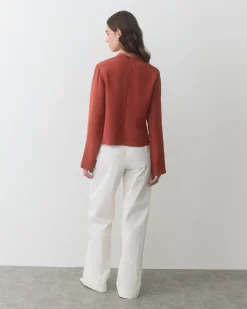Silk Mock Neck Top