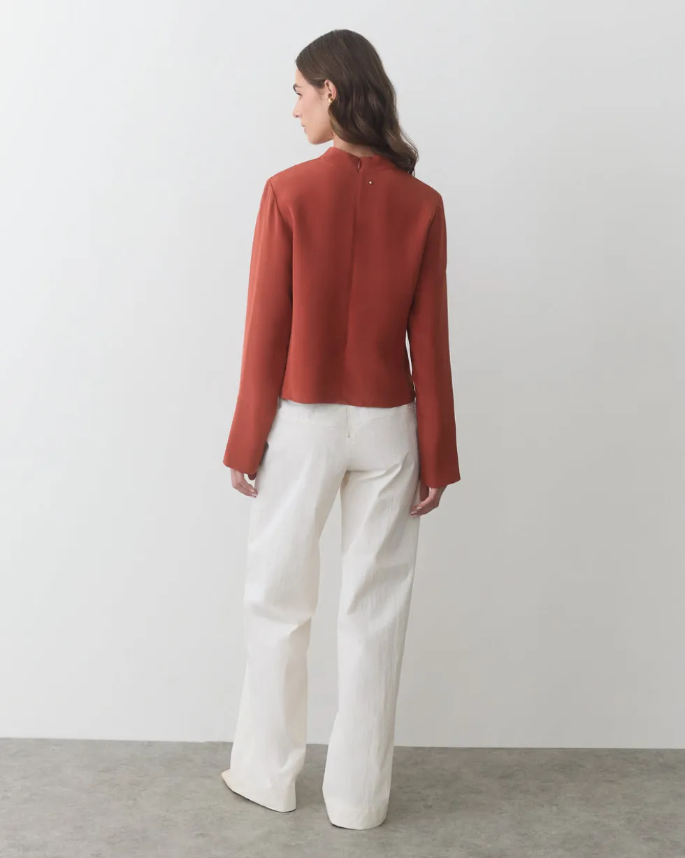Silk Mock Neck Top