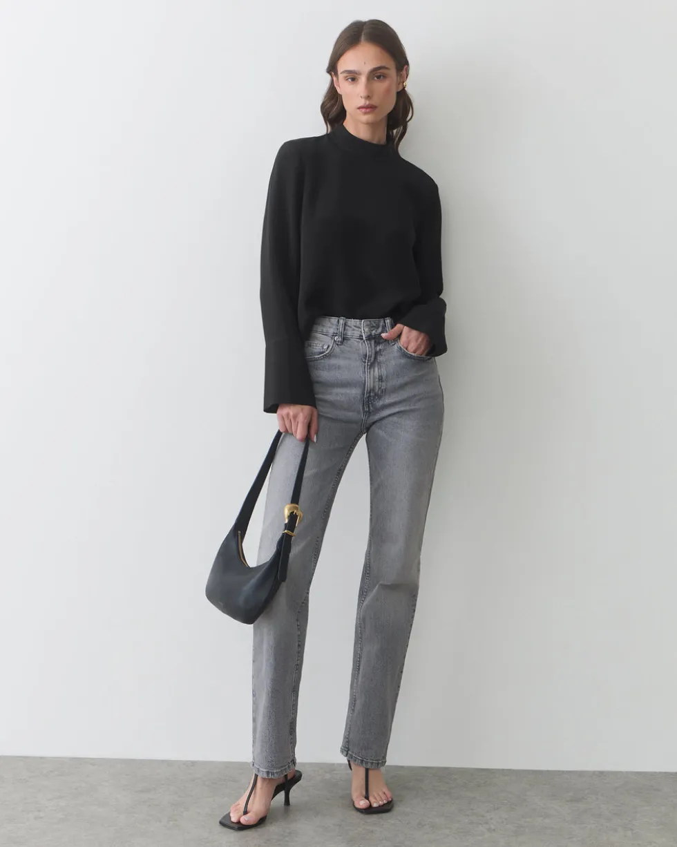 Silk Mock Neck Top