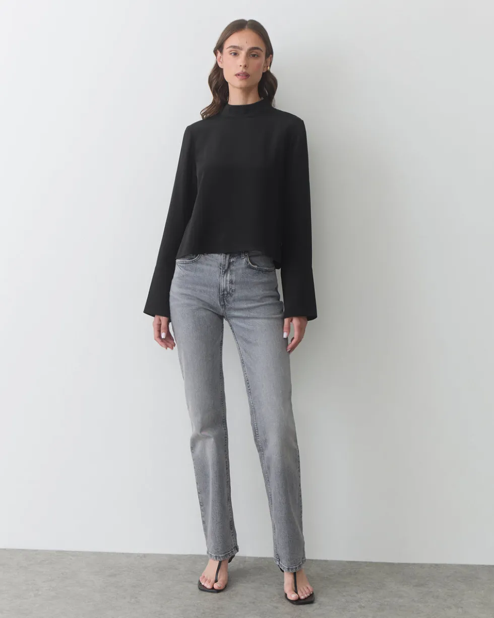 Silk Mock Neck Top