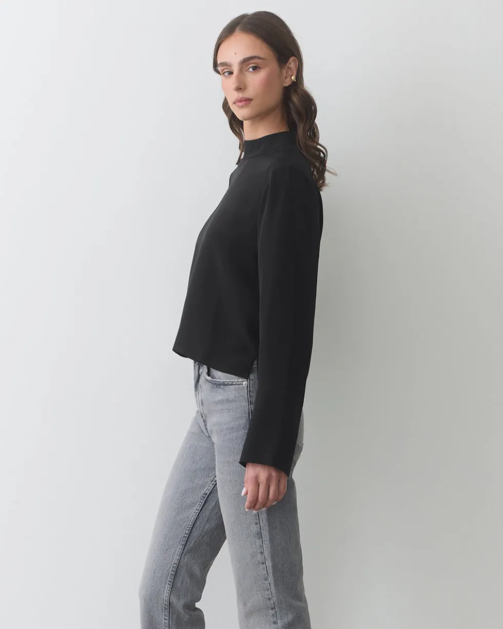 Silk Mock Neck Top