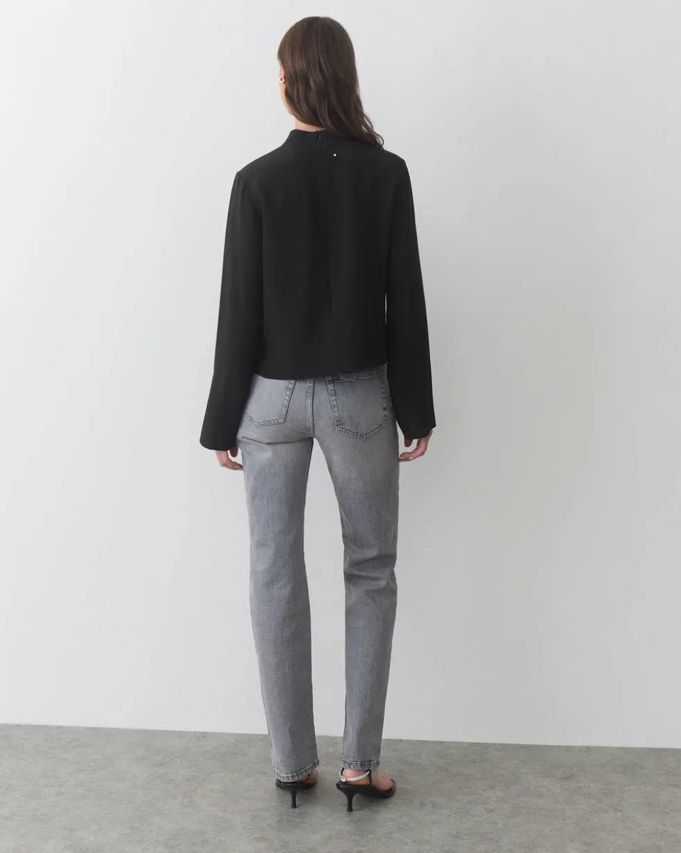Silk Mock Neck Top