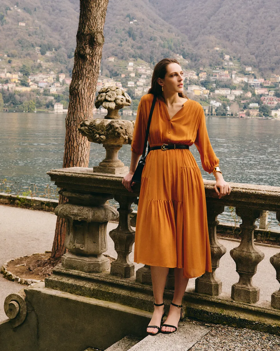Tencel Gathered Panel Dress