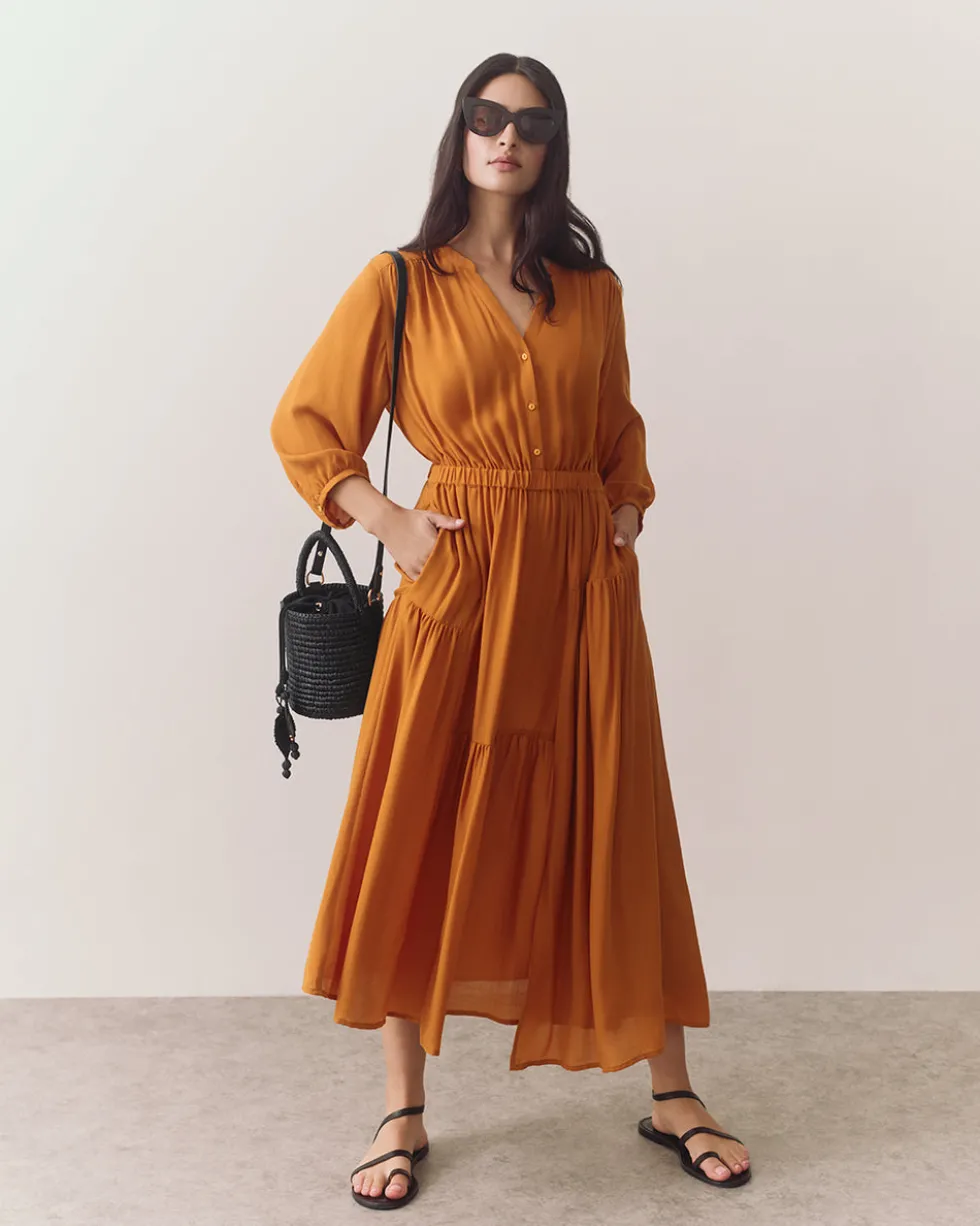 Tencel Gathered Panel Dress